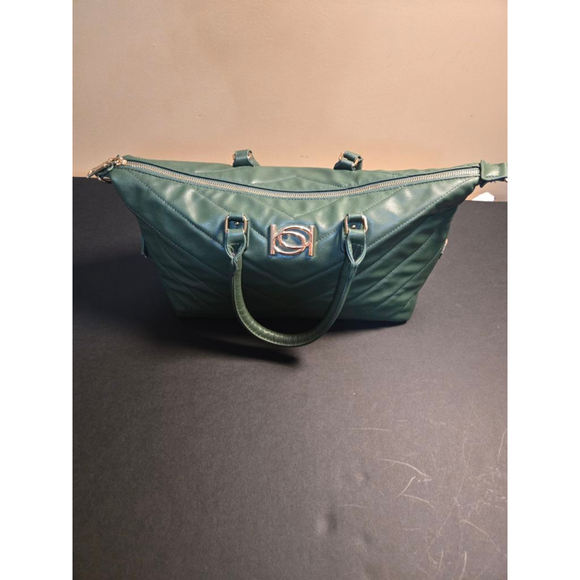 Women's Bebe Dark Green Quilted Satchel Bag One Size with Rose Gold Hardware - Picture 1 of 7